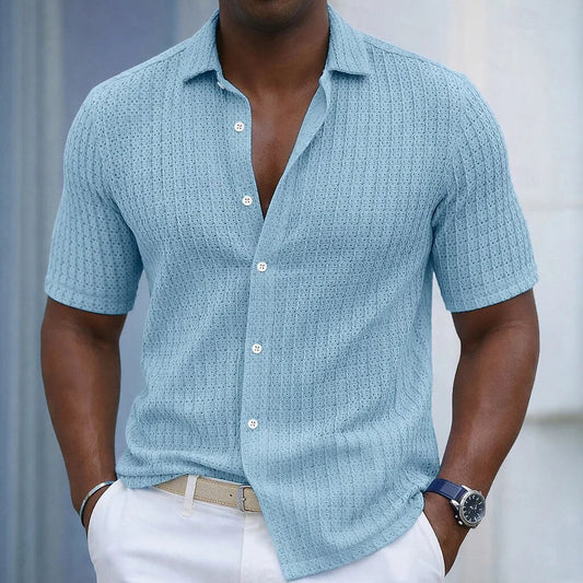 Camicia Jacquard Righe Uomo