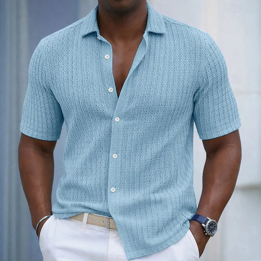 Camicia Jacquard Righe Uomo